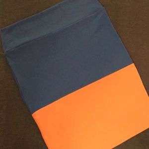 Navy and orange color block Cassie skirt
